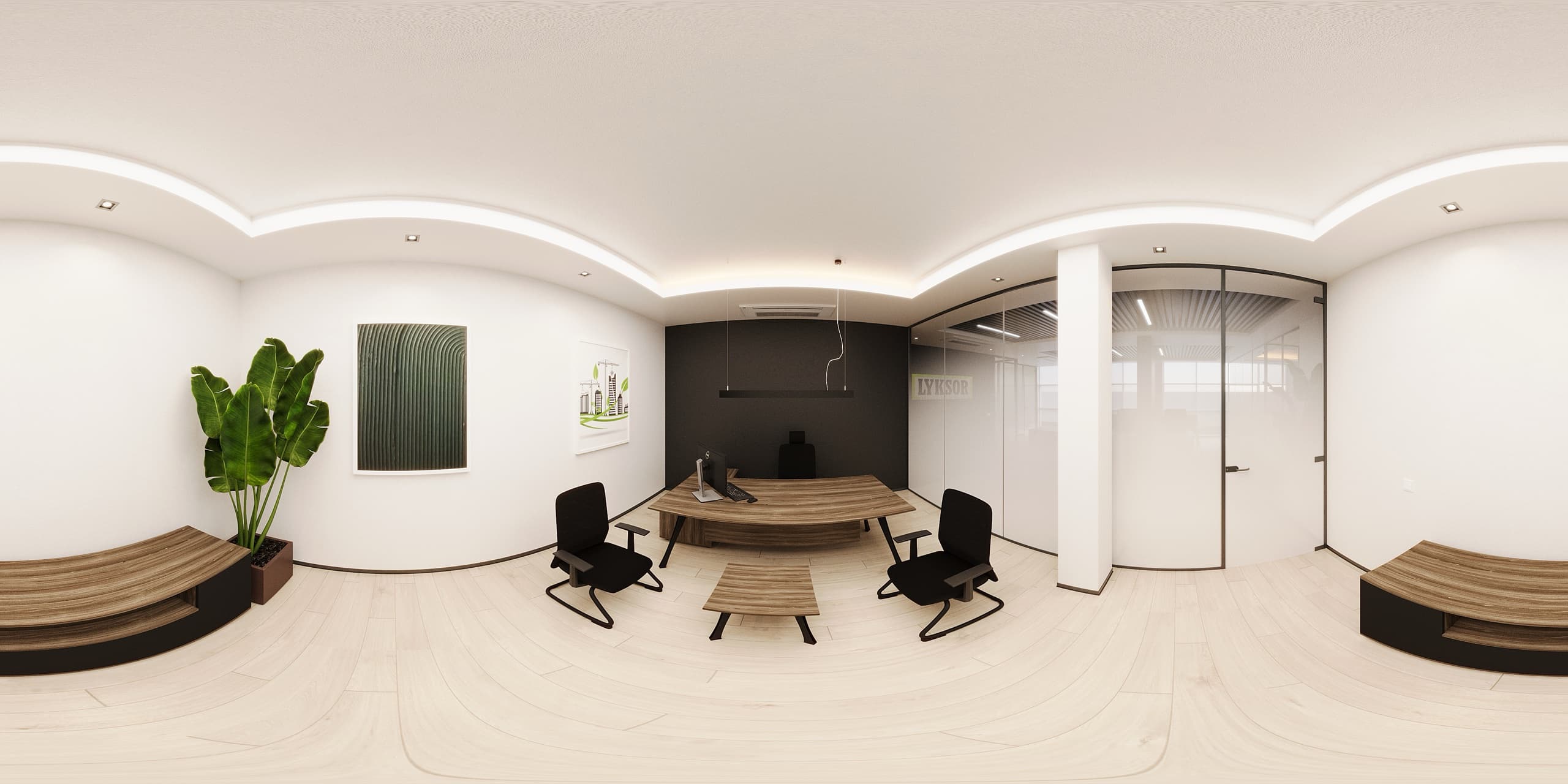 Reception with greenery wall