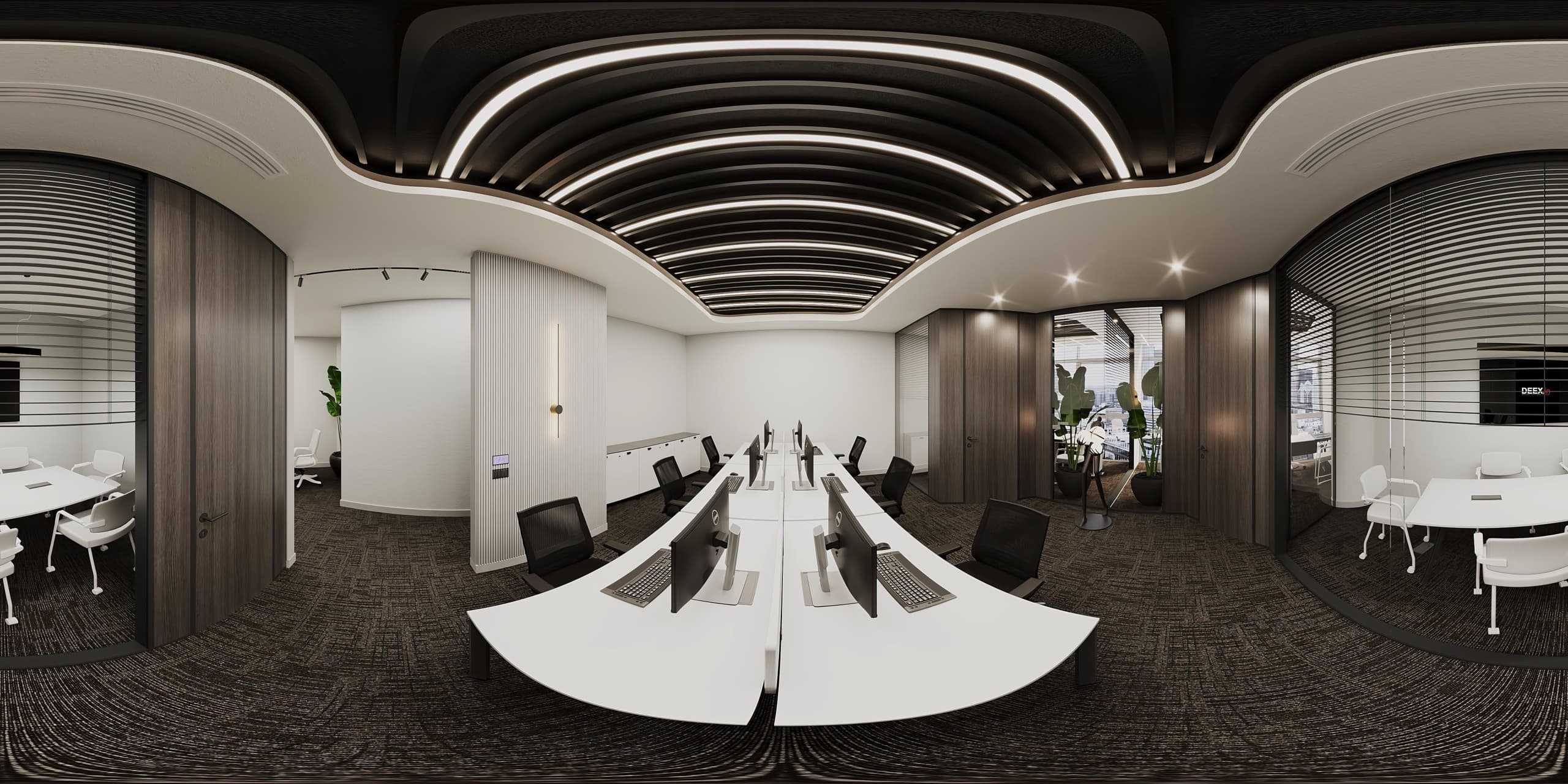 Cafeteria with banquette seating