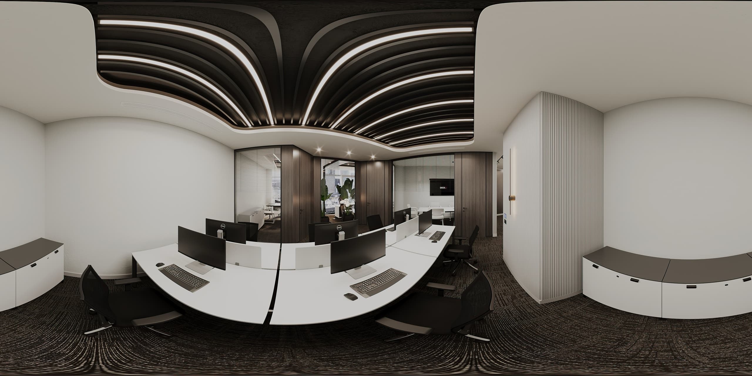 Lounge with library wall