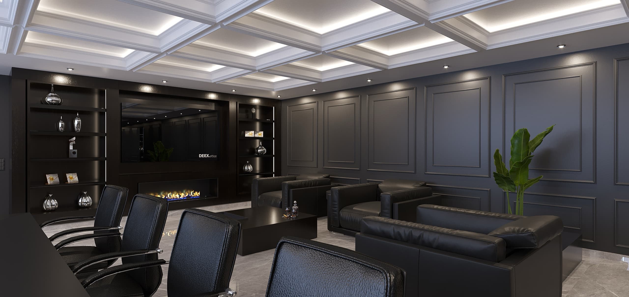 Conference table with leather seating