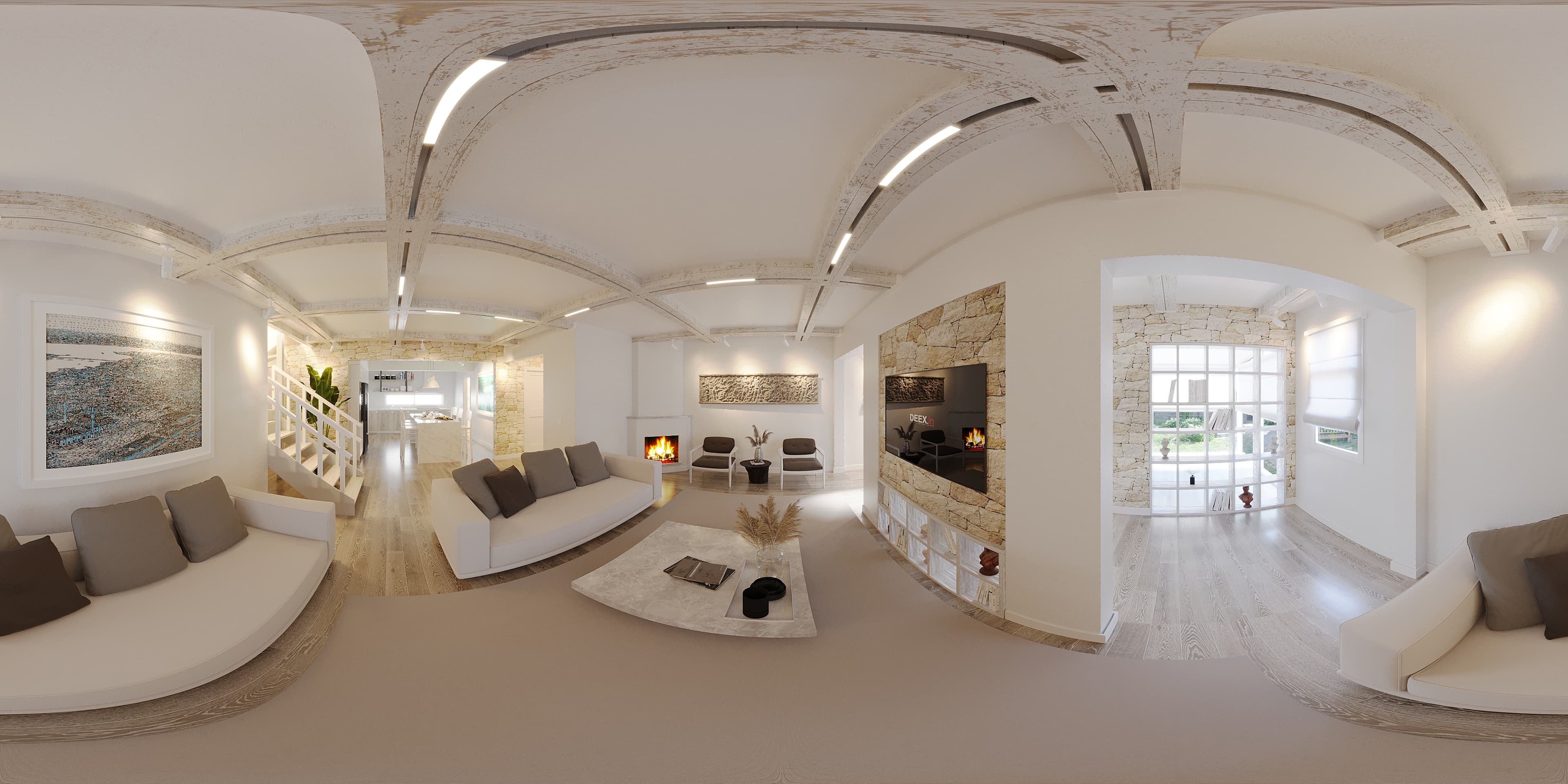 Mutfak ve salon panoraması